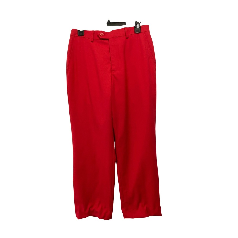 Concitor Dress Slacks Men 30 Red Straight Leg Formal Trousers 4 Pocket Zip Fly